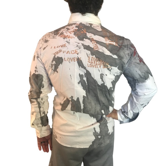 Vizzini long sleeve dress shirt icebreaker graffiti print sz M - Picture 4 of 9